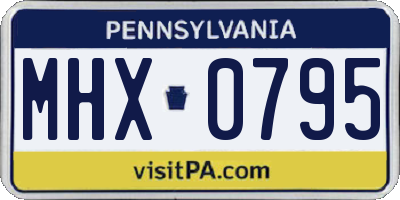 PA license plate MHX0795