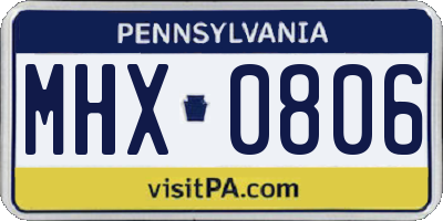 PA license plate MHX0806