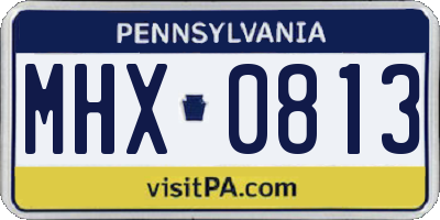 PA license plate MHX0813