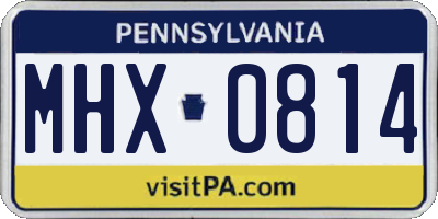 PA license plate MHX0814