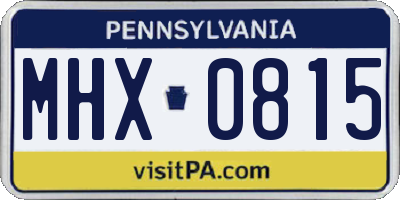 PA license plate MHX0815