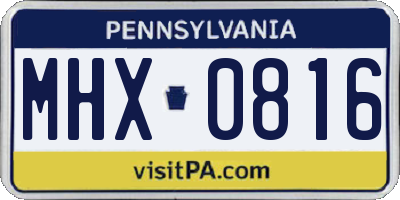 PA license plate MHX0816
