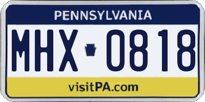 PA license plate MHX0818
