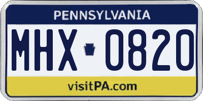 PA license plate MHX0820