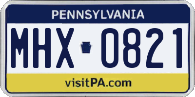 PA license plate MHX0821