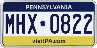PA license plate MHX0822