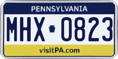PA license plate MHX0823