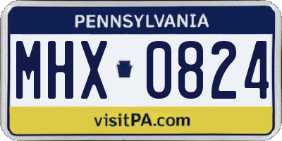 PA license plate MHX0824