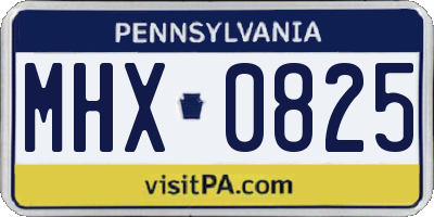 PA license plate MHX0825