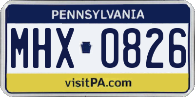 PA license plate MHX0826