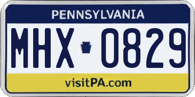PA license plate MHX0829