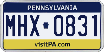 PA license plate MHX0831