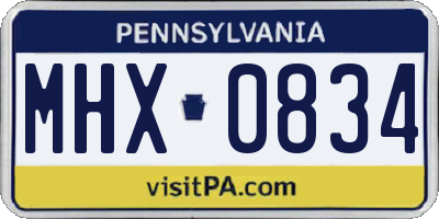 PA license plate MHX0834