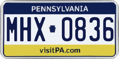 PA license plate MHX0836