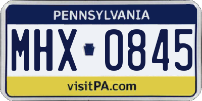 PA license plate MHX0845