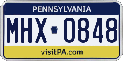 PA license plate MHX0848
