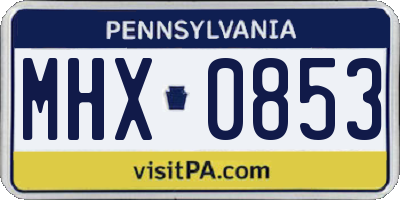 PA license plate MHX0853