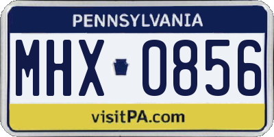 PA license plate MHX0856