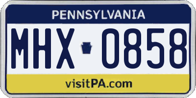 PA license plate MHX0858