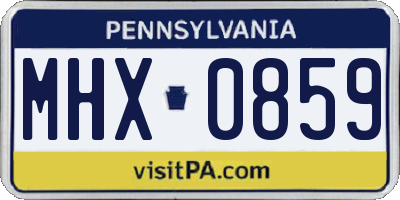 PA license plate MHX0859