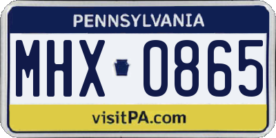 PA license plate MHX0865