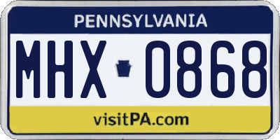 PA license plate MHX0868