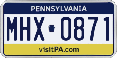 PA license plate MHX0871