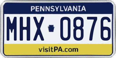 PA license plate MHX0876