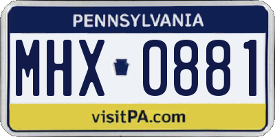 PA license plate MHX0881