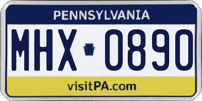 PA license plate MHX0890