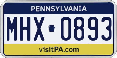 PA license plate MHX0893
