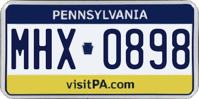 PA license plate MHX0898
