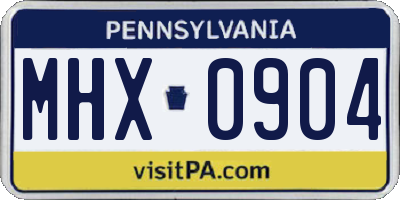 PA license plate MHX0904
