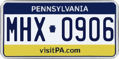 PA license plate MHX0906