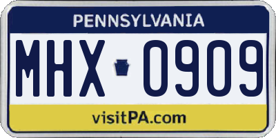 PA license plate MHX0909