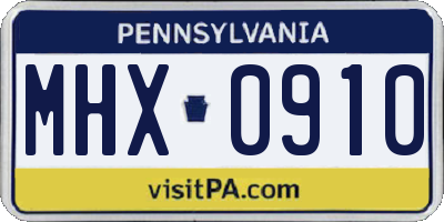 PA license plate MHX0910