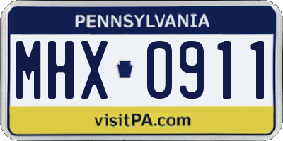 PA license plate MHX0911