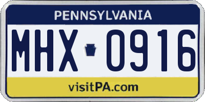 PA license plate MHX0916