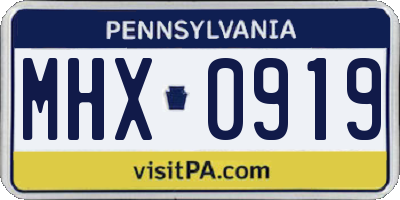 PA license plate MHX0919