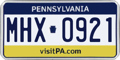PA license plate MHX0921