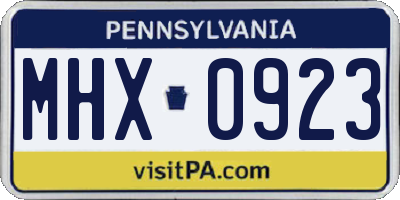 PA license plate MHX0923
