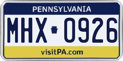 PA license plate MHX0926