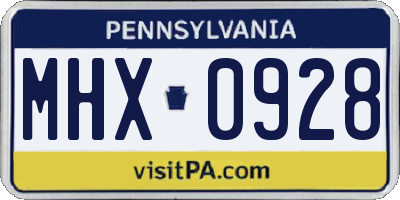 PA license plate MHX0928