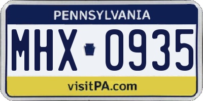 PA license plate MHX0935