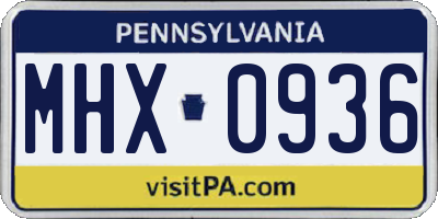 PA license plate MHX0936