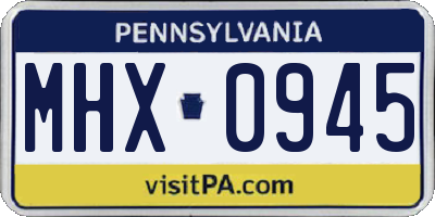 PA license plate MHX0945