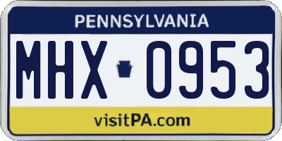 PA license plate MHX0953