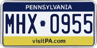 PA license plate MHX0955