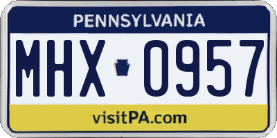 PA license plate MHX0957