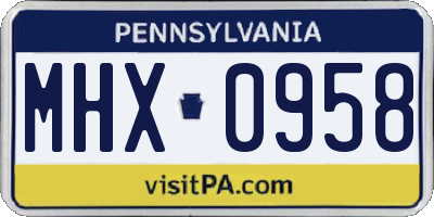 PA license plate MHX0958